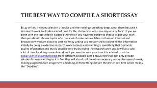 THE BEST WAY TO COMPILE A SHORT ESSAY