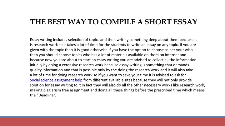 the best way to compile a short essay