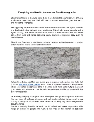 Everything You Need to Know About Blue Dunes granite