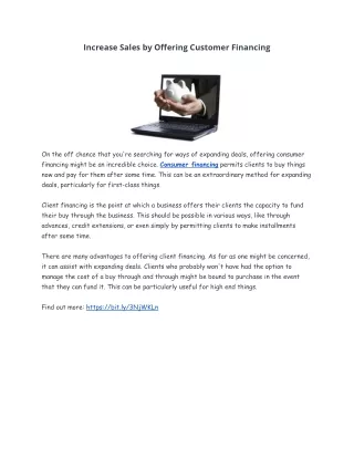 increase sales by offering customer financing