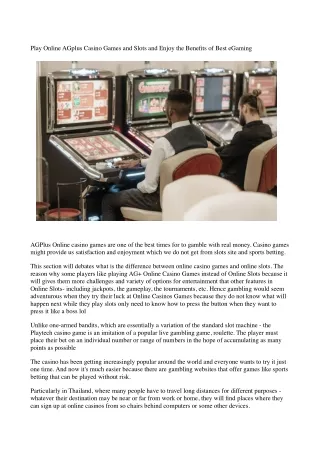play online agplus casino games and slots