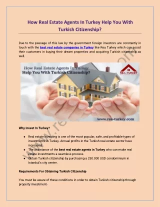 How Real Estate Agents In Turkey Help You