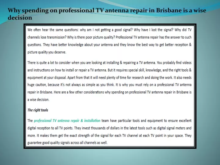 why spending on professional tv antenna repair