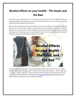 Alcohol effects on your health