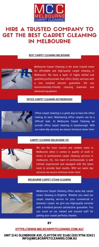 Hire A Trusted Company To Get The Best Carpet Cleaning In Melbourne