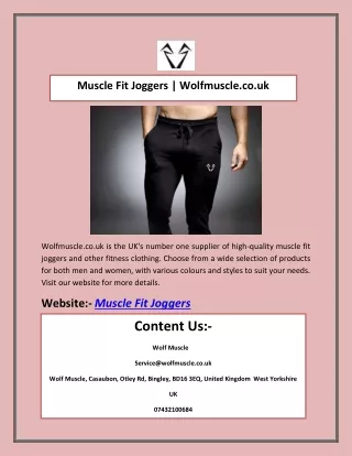 Muscle Fit Joggers | Wolfmuscle.co.uk