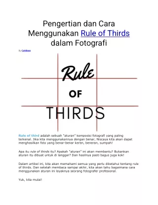 pengertian dan cara menggunakan rule of thirds