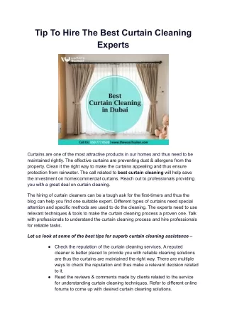 Tip To Hire The Best Curtain Cleaning Experts