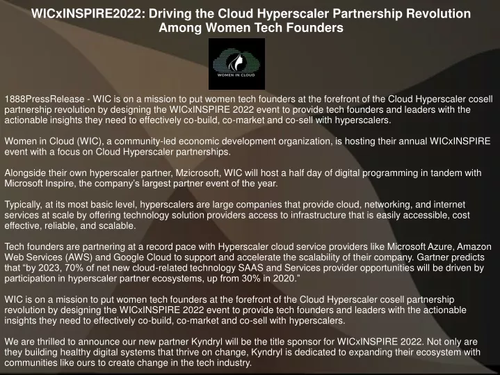 wicxinspire2022 driving the cloud hyperscaler