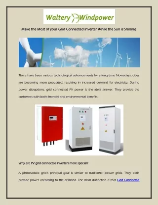 Make the Most of your Grid Connected Inverter While the Sun is Shining