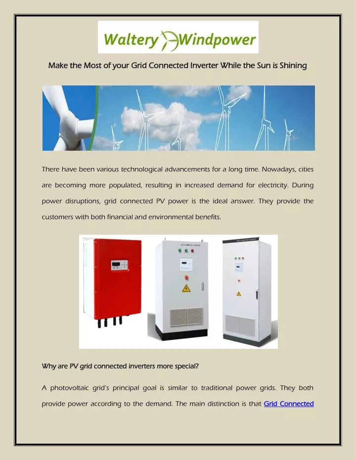 make the most of your grid connected inverter