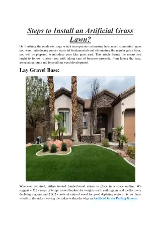 Steps to Install an Artificial Grass Lawn