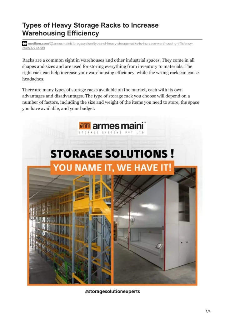 types of heavy storage racks to increase