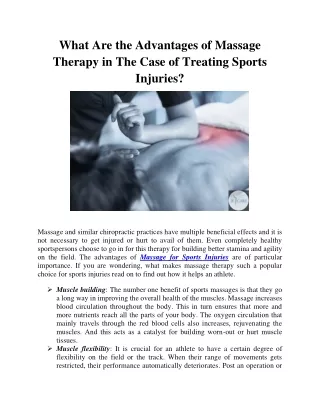What Are the Advantages of Massage Therapy in The Case of Treating Sports Injuries