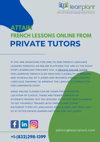 Attain French Lessons Online from Private Tutors