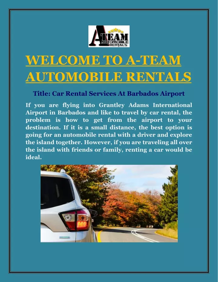welcome to a team automobile rentals