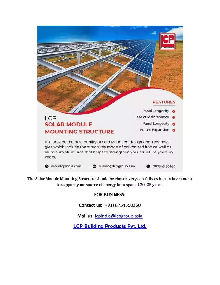 the solar module mounting structure should