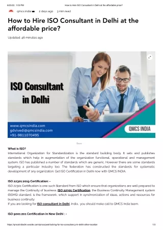 How to hire ISO Consultant in Delhi at the affordable price?