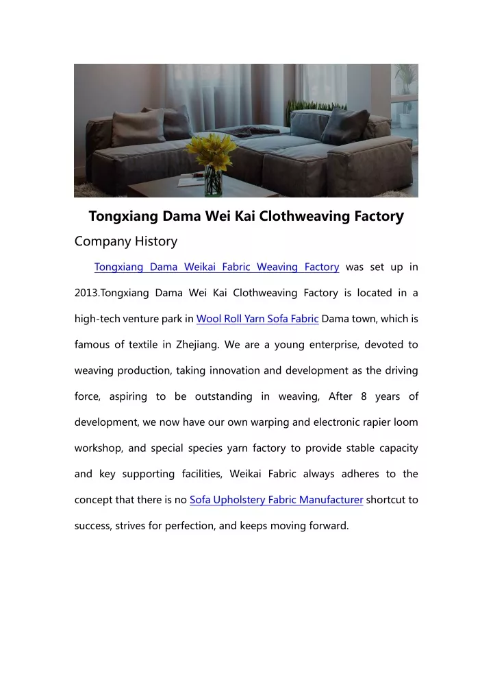 tongxiang dama wei kai clothweaving factor y