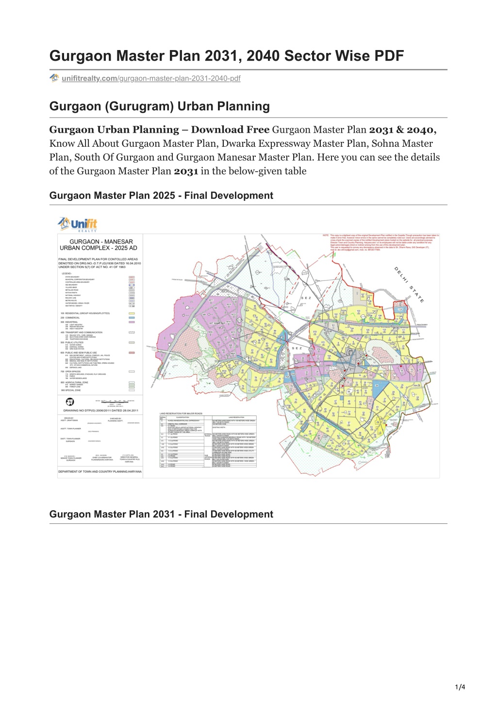 PPT - Gurgaon Master Plan 2031 2040 Sector Wise PDF PowerPoint ...