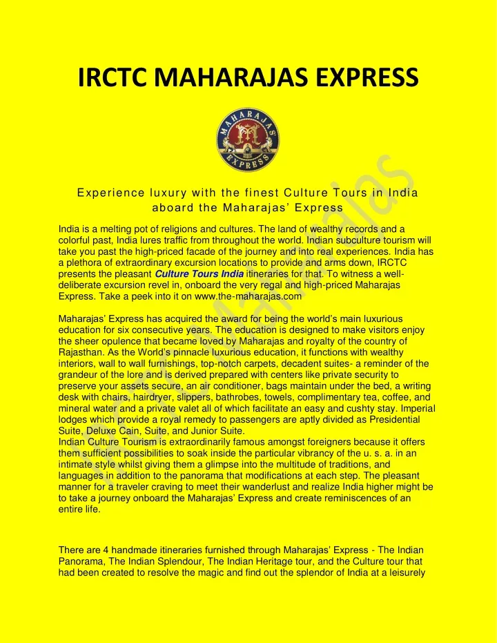 irctc maharajas express