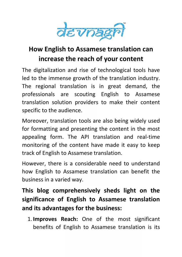 how english to assamese translation can increase