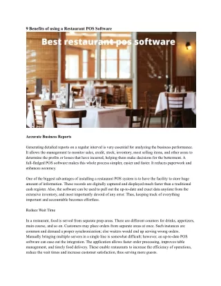 9 benefits of using a restaurant pos software