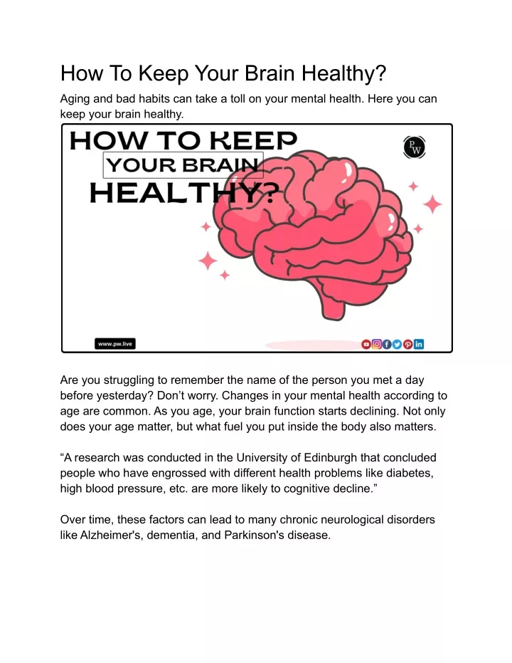 Ppt How To Keep Your Brain Healthy Powerpoint Presentation Free