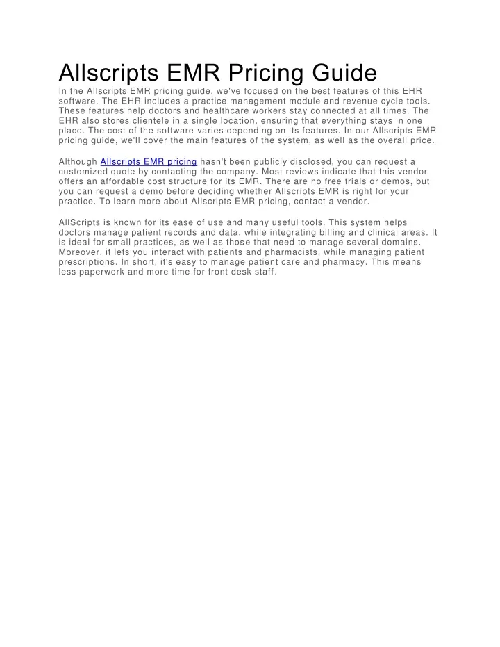 allscripts emr pricing guide in the allscripts