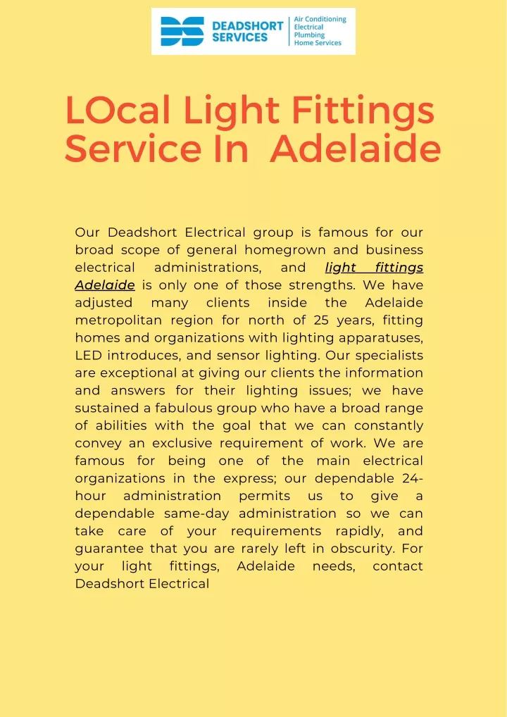 local light fittings service in adelaide