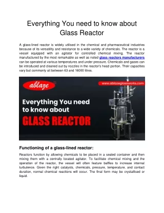 Ablaze Glass Works - Everything You need to know about Glass Reactor