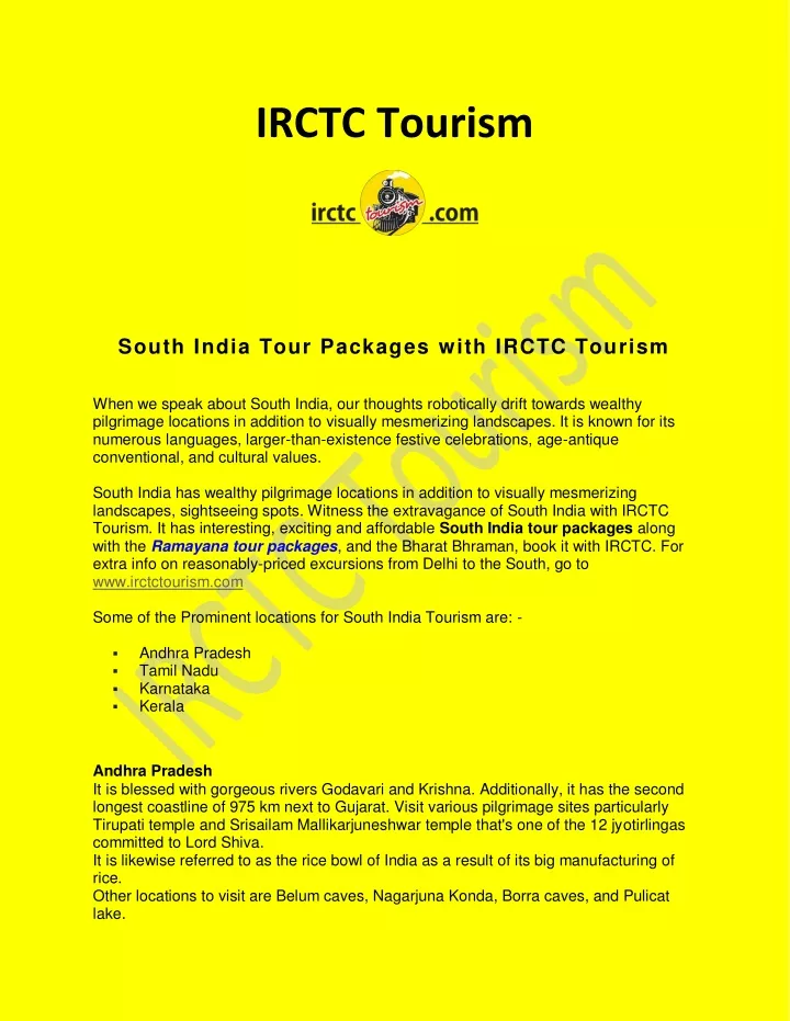 irctc tourism