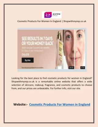 Cosmetic Products For Women In England  Shopwithmyrep.co.uk