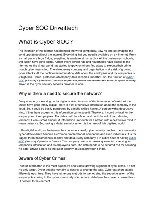 cyber soc driveittech