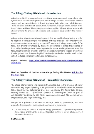 the allergy testing kits market introduction