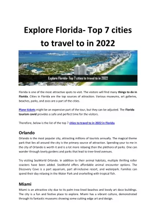 Explore Florida Top 7 cities to travel to in 2022