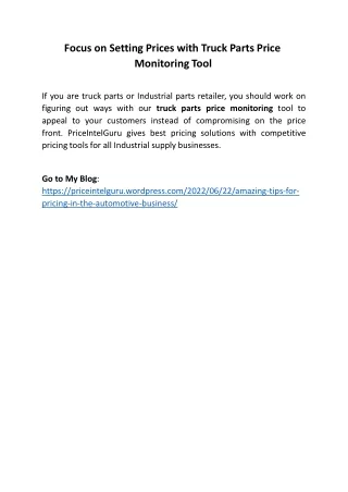 focus on setting prices with truck parts price