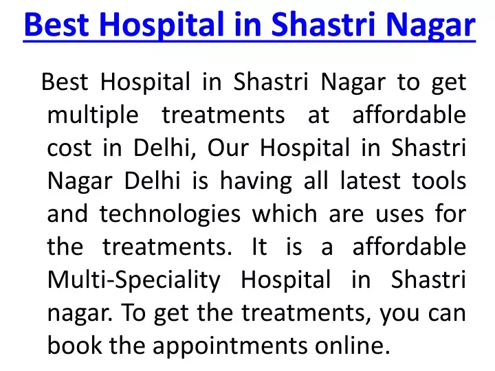 best hospital in shastri nagar
