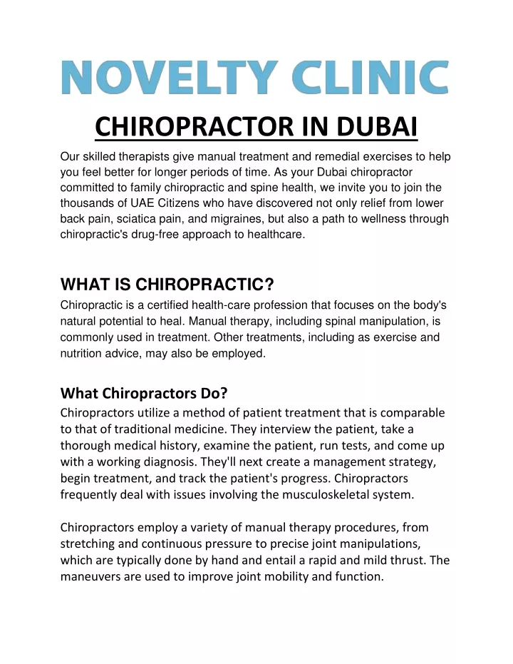 chiropractor in dubai