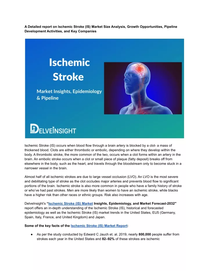 a detailed report on ischemic stroke is market
