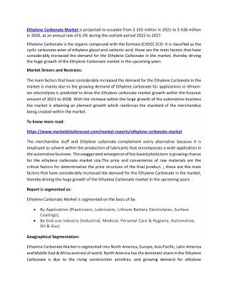 ethylene carbonate market is projected