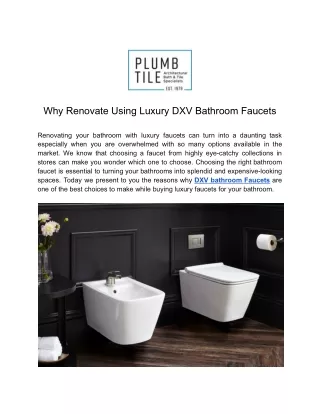 Why Renovate Using Luxury DXV Bathroom Faucets