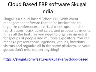 cloud based erp software skugal india