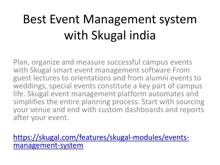 best event management system with skugal india