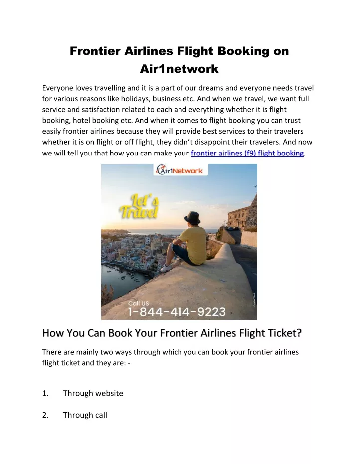 frontier airlines flight booking on air1network