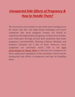 Unexpected Side Effects of Pregnancy & How to Handle Them