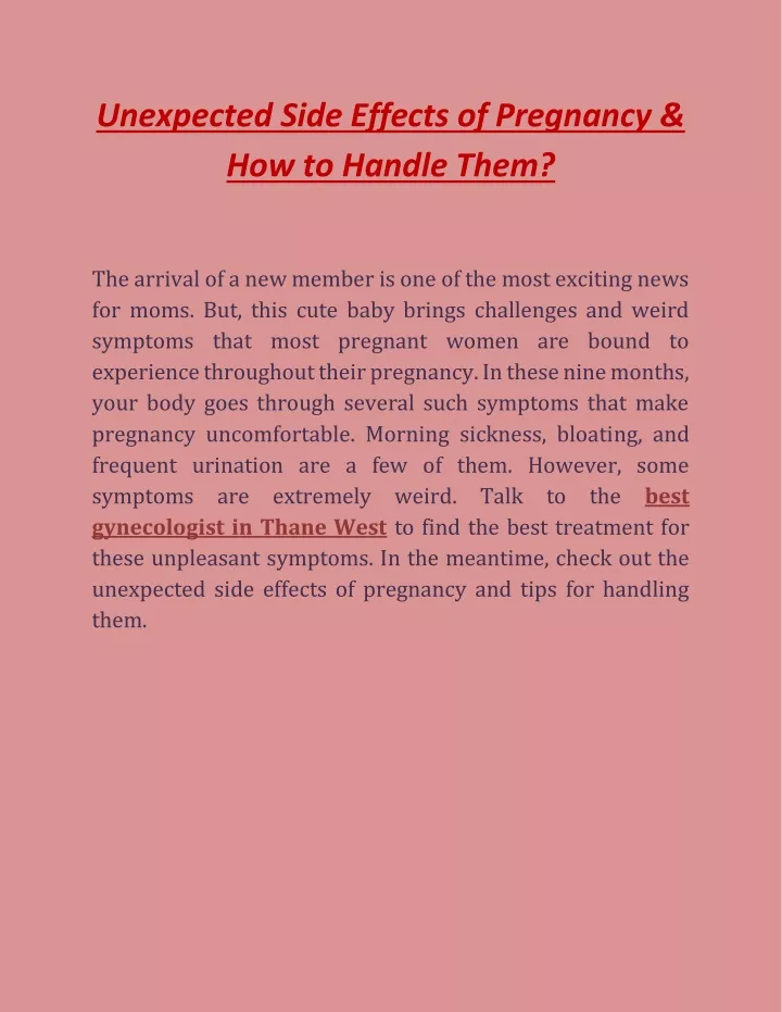 unexpected side effects of pregnancy