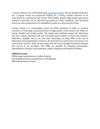 PEB COMPANIES IN INDIA