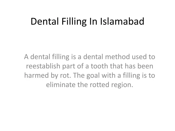 dental filling in islamabad