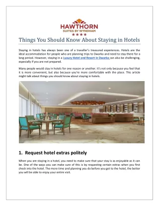 Things You Should Know About Staying in Hotels